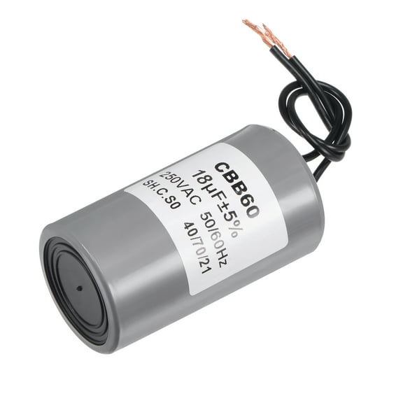 Uxcell 75x41mm 18uF 250V AC 50/60Hz 2 Wires Cylinder CBB60 Run Capacitor
