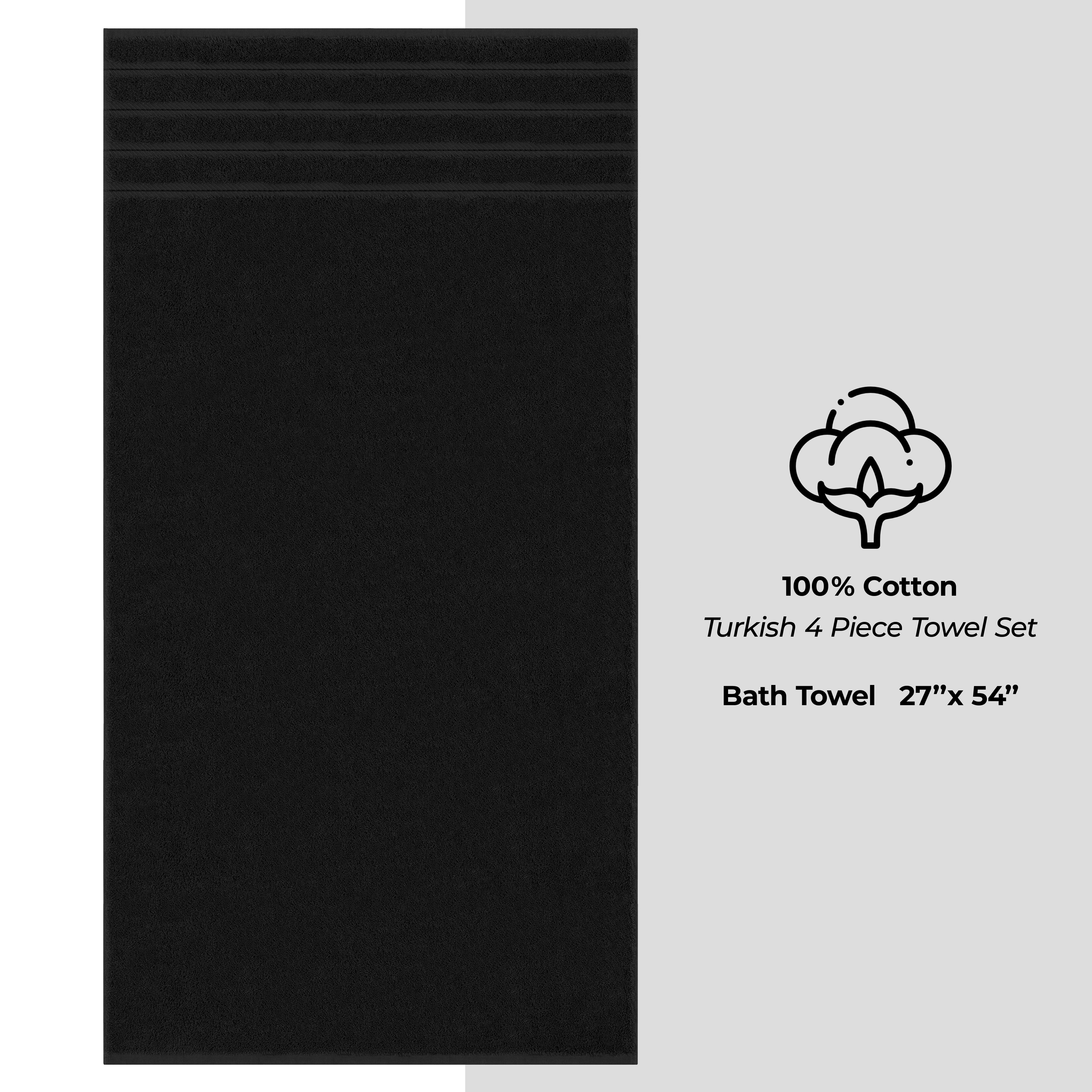 American Soft Linen Luxury 4 Piece Bath Towel Set, 100% Cotton Turkish Bath Towels for Bathroom, Black