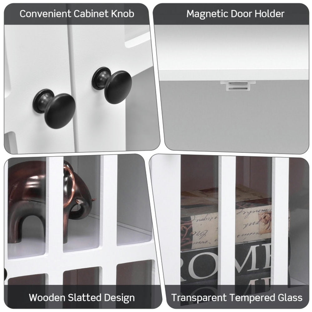 Finihen Kitchen Storage Cabinet, Buffet Sideboard, Glass Door Sideboard Console Storage Buffet Cabinet, for Dining Room, Kitchen, Living Room, White Finihen Kitchen Storage Cabinet, Buffet Sideboard, Glass Door Sideboard Console Storage Buffet Cabinet, for Dining Room, Kitchen, Living Room, White