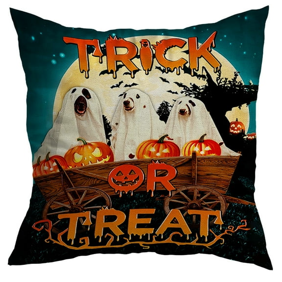 Halloween Pillows, Halloween Decoration Trick or Treat Ghost Dog Pumpkin Pillow Insert, 12X12