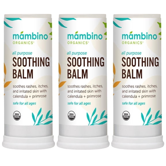 Mambino Organics Soothing Stick All Natural Stick with Calendula & Primrose - Itch Relief Balm .63 Ounces (3-PACK)