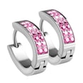 thumbnail image 3 of Pink Cubic Zirconia Surgical Stainless Steel Small Huggie Hoop Earrings Womens Fantasy Forge Jewelry, 3 of 4