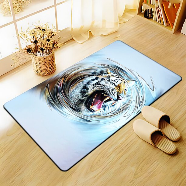 Alfombra con estampado de tigre en 3D, impresión artística, gran área, decoración suave para el hogar, alfombra de estilo bohemio, triangulación de envíos80 cm por 120 cm80 cm por 120 cm zhangmengya unisex