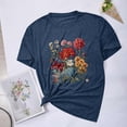 thumbnail image 2 of Blusas de Verano de las Mujeres Flor Impresa Cuello Redondo Manga Corta Superior, Verano Superior de las Mujeres, 2 of 8