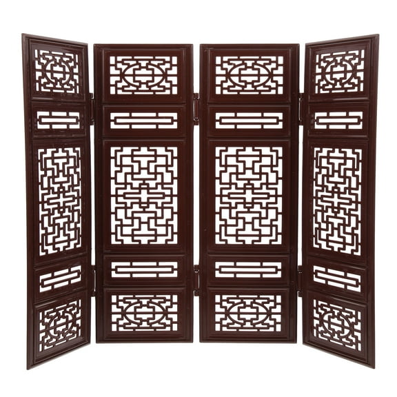 OUNONA 2Sets Ornamental Minihouse Screen Model in Brown for Desktop and Room Decoration