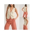 thumbnail image 2 of Pudcoco Women's Knit Tank Tops Fitted Solid Color Deep V Neck Hook and Eye Sleeveless Vest for Summer, 2 of 8