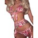 thumbnail image 2 of Conjunto de Lencería para Mujer VISgogo Sujetador Bordado Floral con Cuello en V Profundo Casual + Bragas de Malla, 2 of 3