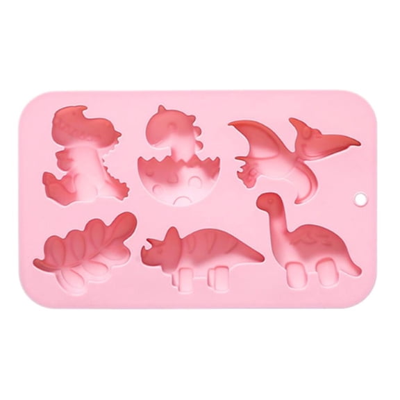 Dinosaur and Leaf Silicone Mold with Six Cavities for Baking, Chocolate, Soap, and Ice Cubes, Heat Resistant and Easy to Clean