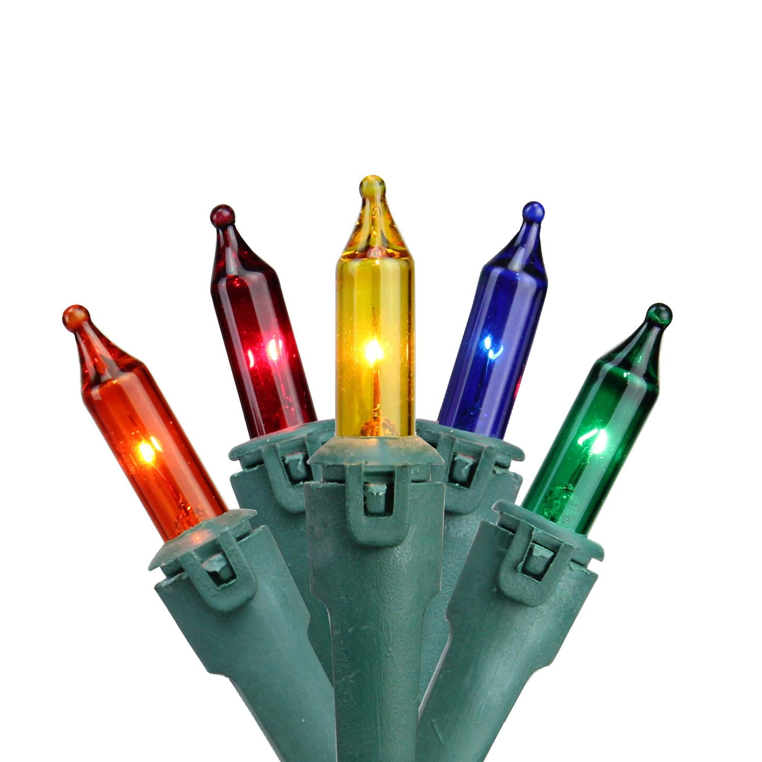 Set of 100 MultiColor Commercial Grade Mini Christmas Lights Green