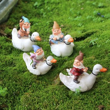 Whimsical Mr Gnome Dancing With Hare Rabbit Fairy Garden Figurine Decor ...