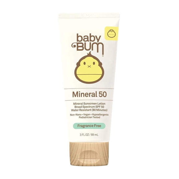 Sun Bum Baby Bum Mineral Sunscreen Lotion, SPF 50, Fragrance Free, 3 oz