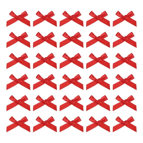 Uxcell 50Pcs Mini Ribbon Bow 1.8 inch Mini Fabric Satin Ribbon Flower Bows Red