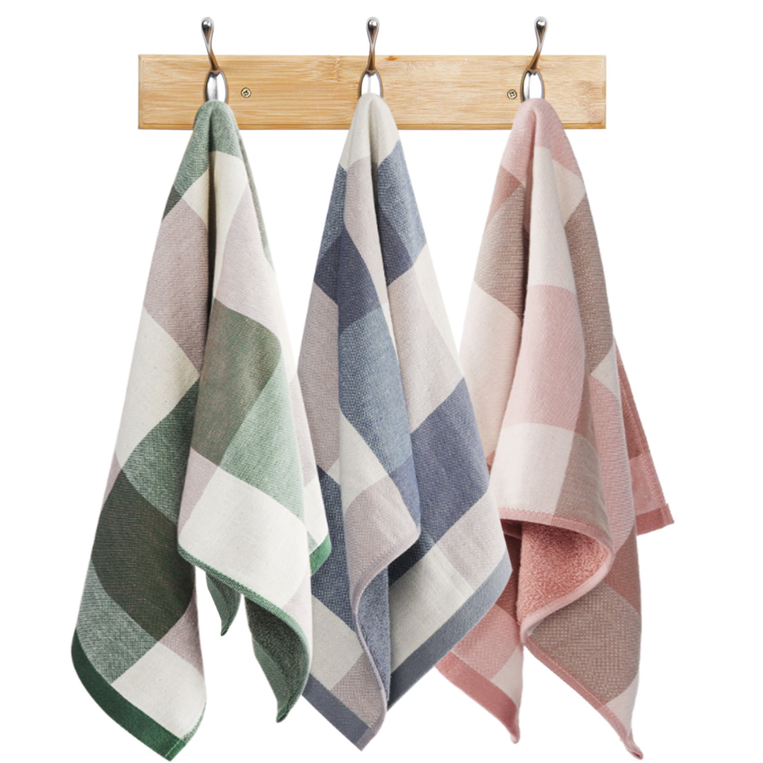 PiccoCasa 6Pcs Cotton Kitchen Dish Towel 13" x 29"  Mixed Color  Plaid