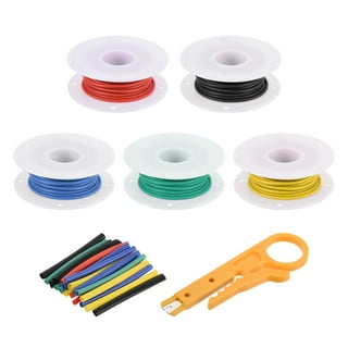 22 Gauge Wire, Electrical Wiring, Solid Hookup Wires, Tinned Copper, 6  Spools (25 Feet Each), 300V, PVC Coated (OD: 1.5mm), Red, Black, Green,  Yellow