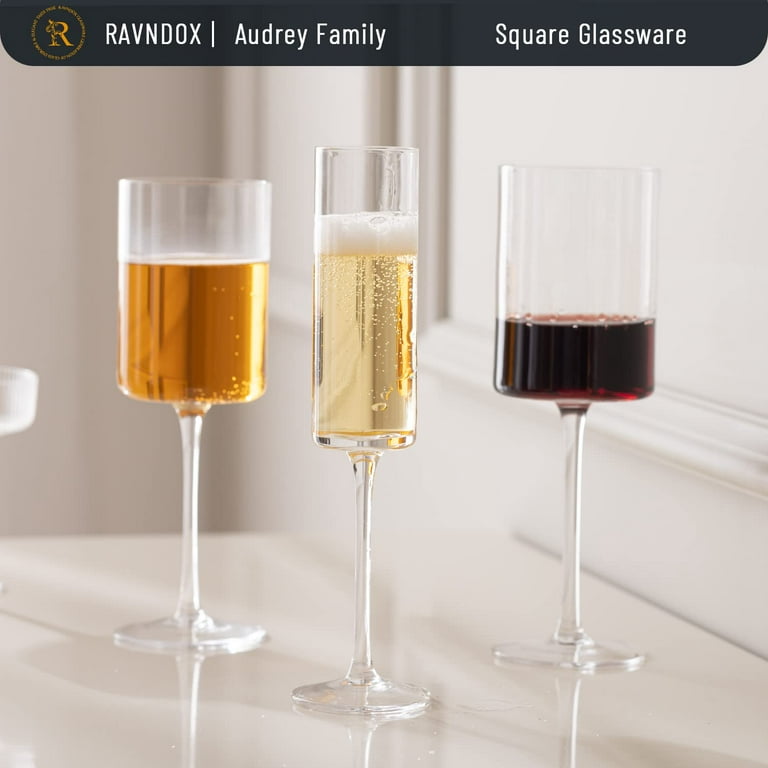 Square Wine Glasses, Square White or Red Wine Glasses Set of 4, 11