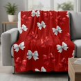thumbnail image 2 of Red White Bow Blanket Soft Cozy Warm Throw Blanket for Couch, Plush Fuzzy Flannel Fleece Blankets for Sofa, Modern Art Watercolor Bowknot Bed Blankets Lightweight Gifts for Women, 50"x60", 2 of 9