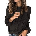 thumbnail image 1 of Qarigey Blusa de mujer Camisa de encaje hueco Top de color sólido Prendas para la parte del cuerpo Negro SG Qarigey AP002670-10, 1 of 1