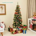 thumbnail image 2 of Costway 6 FT Pre-Lit Christmas Tree Slim Pencil Hinged with 250 Lights & 618 Branch Tips, 2 of 10
