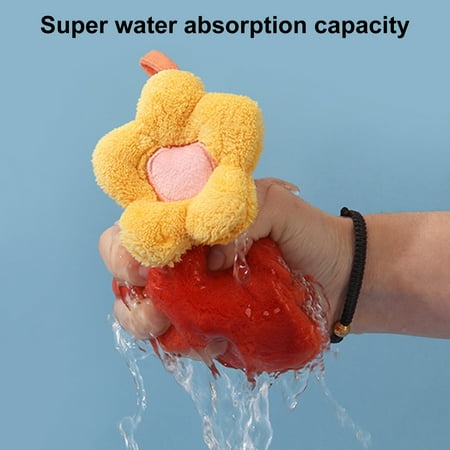 Naierhg Wipe Towel Comfortable Super Absorbent Coral Fleece 3D Flower Shape Kitchen Bathroom Hanging Hand Towel Household Accessories 30*30cm U