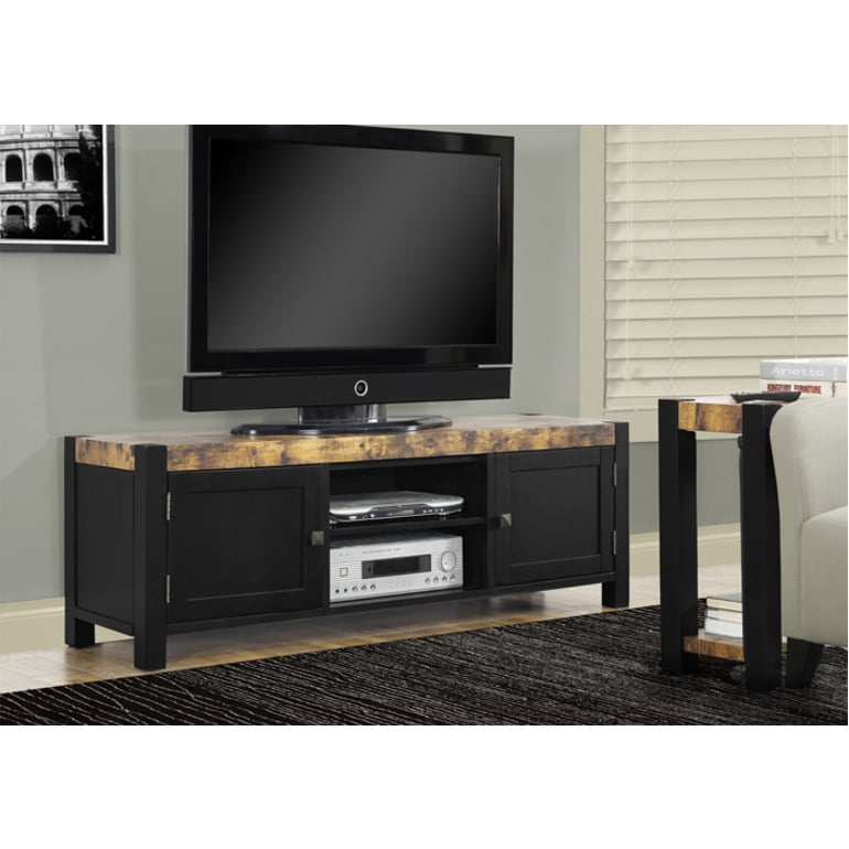 Monarch Specialties TV Stand, 60"L / Black / Distressed ReclaimedLook