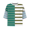 thumbnail image 4 of Tittly T Shirts for Women Spring Tops for Women Womens Summer Striped Shirts Casual Color Block Short Sleeve Tops Loose Fit Crew Neck Tees Tshirts Shirts Basic Tees Mint Green S, 4 of 8