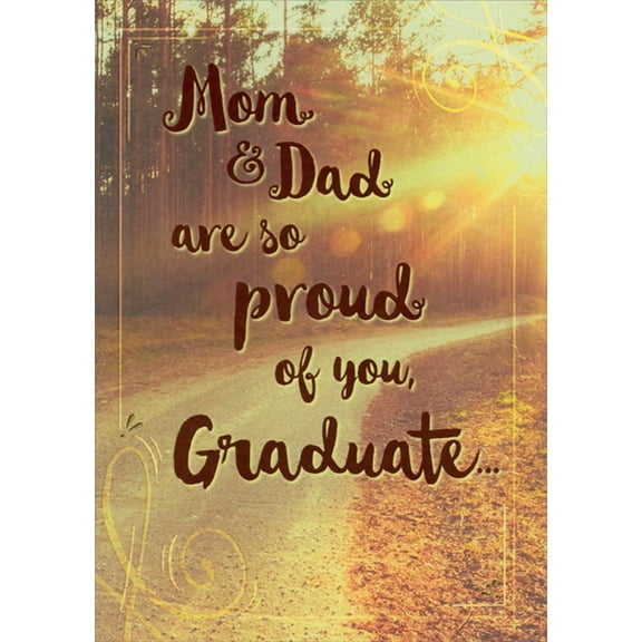 Designer Greetings Sun Shining Through Trees : Path Along Trees Graduation Congratulations Card From Mom and Dad