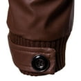 thumbnail image 7 of KeShDi Mens Jackets Lightweight Men's Winter Long-sleeved Leather Motorcycle Jacket Zipper Coat Long Sleeve Hoodless Faux Leather Outwear Jackets Brown 3X, 7 of 7