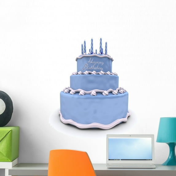 Birthday Cake Wall Decal by Wallmonkeys Peel and Stick Graphic (24 in H x 24 in W) WM190578