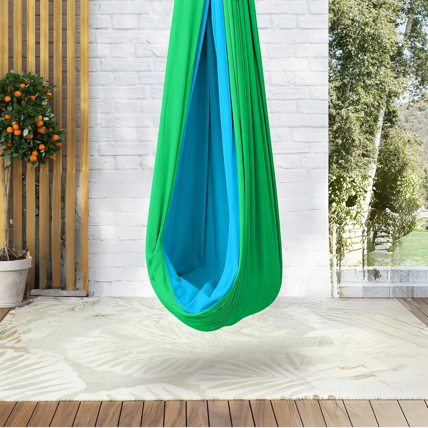 Sensory Swing for Kids Indoor Outdoor, Calming Cocoon Therapy Swing, Holds 300lbs, Hug-Like Sensory Hammock with 360° Swivel Hardware