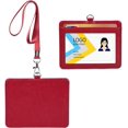 thumbnail image 5 of Porta credencial de identificación, porta credencial de identificación horizontal de cuero sintético con 1 ventana de identificación transparente, 1 ranura para tarjeta de crédito y cordón de cuello, 5 of 5