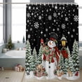 thumbnail image 2 of Shower Curtain 72"W x 78"L Snowman Christmas Trees Gifts Snowflakes Black Fabric Shower Curtains Set with Hooks Water Repellent Bathroom Curtains Machine Washable Bathroom Accessories, 2 of 7