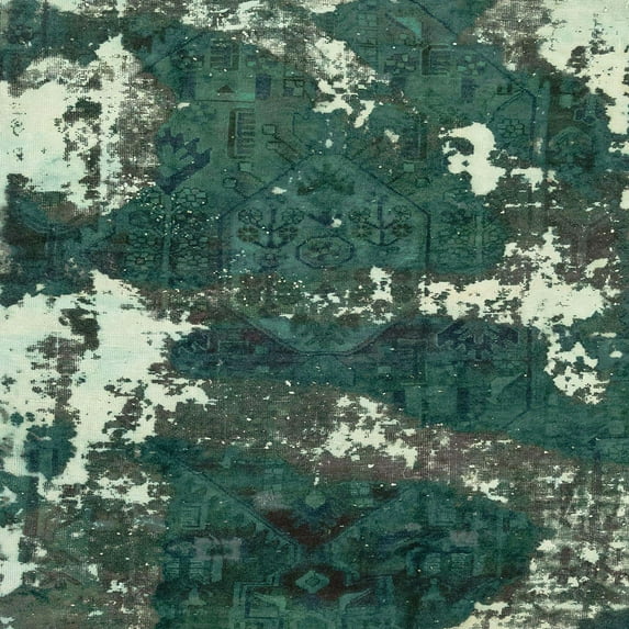 Ahgly Company Indoor Square Abstract Dark Slate Gray Green Abstract Area Rugs, 4' Square