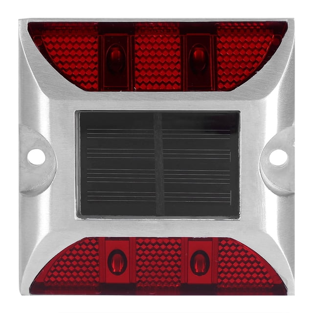 Lámpara de aleación de aluminio con energía solar, impermeable, 4 LED, para exteriores, camino de entrada, luz roja