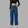 thumbnail image 2 of Mepaouo Womens Wide Leg Jeans High Waisted Flap Pocket Cargo Jeans Casual Y2K Denim Pants(Blue,L), 2 of 9