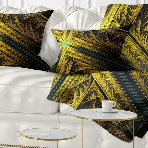 Designart Intricate Multi colored Cross - Abstract Throw Pillow - 12x20