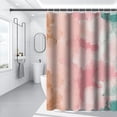 thumbnail image 2 of Abstract Pink Shower Curtain Romantic Pink and Green Mixed Ink Painting Shower Curtains for Modern Aesthetics Bathroom with Hooks Waterproof Polyester Fabric Bath Curtain, 72x84 Inch, 2 of 6