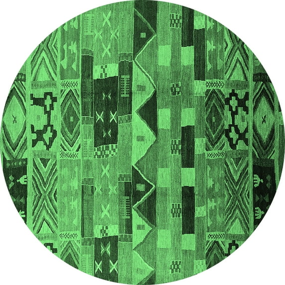 Ahgly Company Indoor Round Southwestern Emerald Green Country Area Rugs, 5' Round