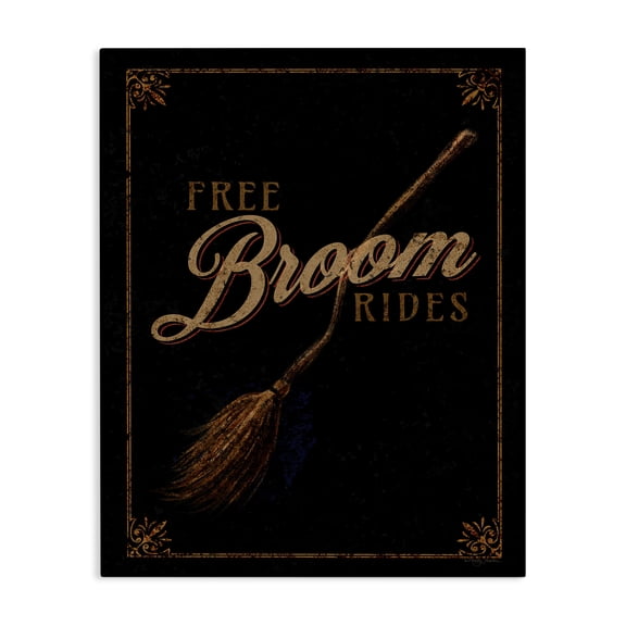 Stupell Industries Eclectic Rustic Free Broom Rides Canvas Art, 16 x 20, by Molly Mattin