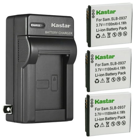 Kastar 3-Pack Battery and AC Wall Charger Replacement for Samsung SLB-0937 Battery SAC-47 Charger Samsung CL5 CL50 CL80 I8 Digimax L730 Digimax L735 Digimax L830 NV4 NV33 ST10 Camera