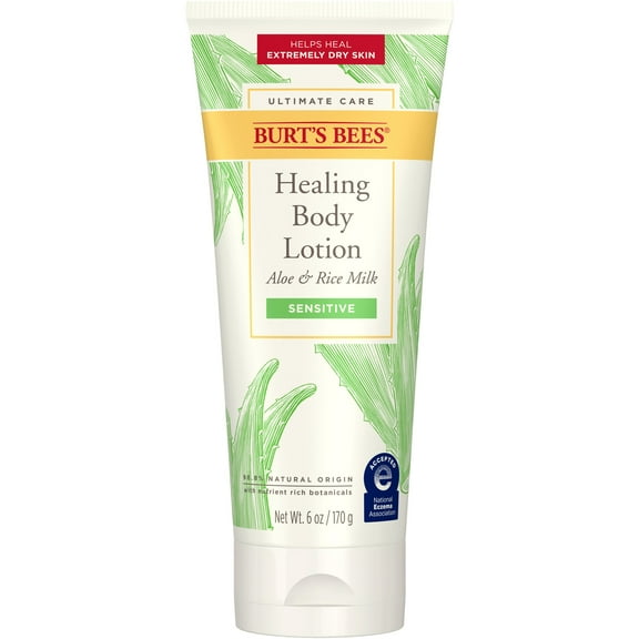 Burt's Bees Ultimate Care Sensitive Healing Body Lotion, Aloe and Vitamin E with Rice Milk, 6 oz