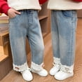 thumbnail image 7 of Generic Girls Lace Jeans Kids Casual Elastic Waist Denim Pants Toddler Cute Wide Leg Washed Jeans Vintage Pull On Trousers Streetwear, 7 of 7