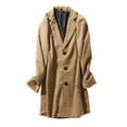 thumbnail image 2 of PiGOGI Men's Sport Coats Men's Solid Medium Long Casual Coat Coat Long Sleeve Turndown Collar Breaste Pocket Trench Coat Khaki, 2 of 4