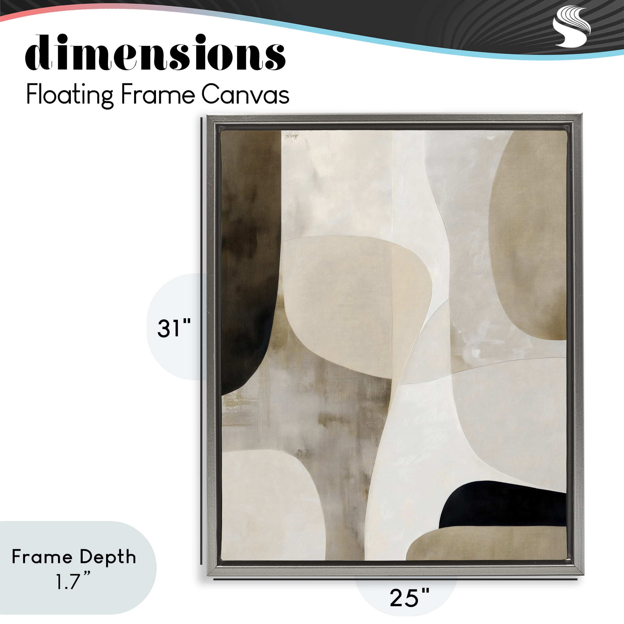 Stupell Industries Tan Shapes Organic Balance Gray Framed Floater Canvas Wall Art, design by Ink Drop Loft