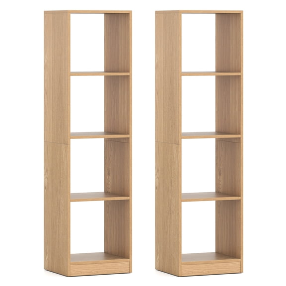 Gymax 2PCS 5-Tier Bookshelf Corner Bookcase Storage Display Organizer w/ 4 Cubes