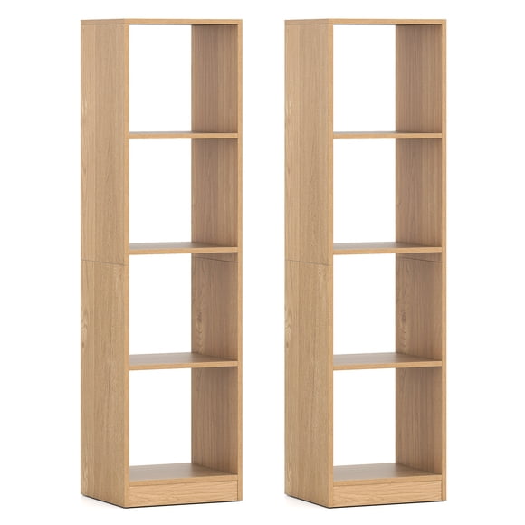 Gymax 2PCS 5-Tier Bookshelf Corner Bookcase Storage Display Organizer w/ 4 Cubes