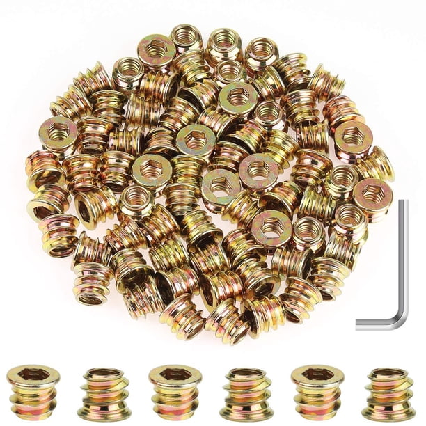 Socket Nut Threaded Insert Powlankou 90 Pieces 1/4