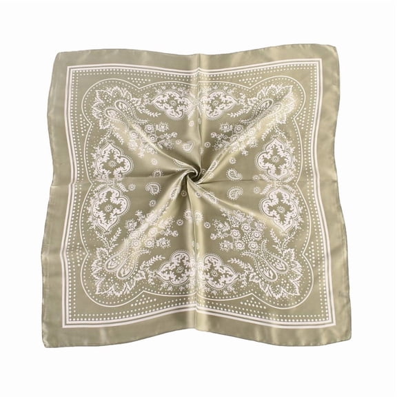 Norvella Paisley Print Scarf Square Bandana With Ornamental Border Small Floral Detail Foldable Shape Casual Head And Neck Kerchief