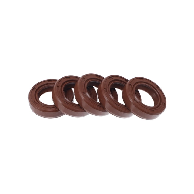 Sello de Aceite Universal TC Doble Labio con Resorte de Acero 17x28x7mm Alta Presión Caucho FKM Marrón 5 Pcs