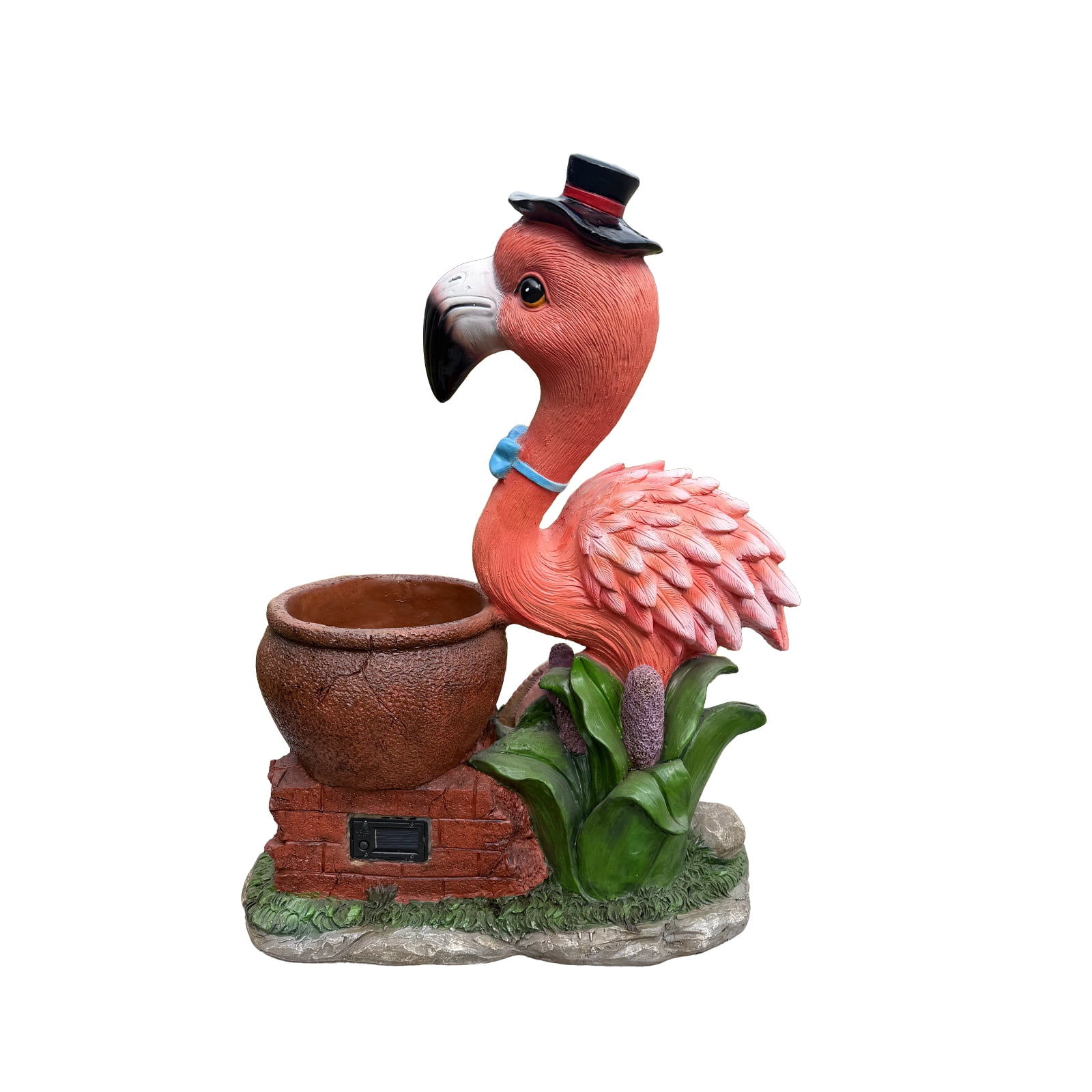 Outdoor Garden Flamingo Flower Pot Planter, Unique Yard Statue with Welcome Sign, Resin Sculpture for Patio, Lawn, Garden, Porch Decor, Pink
