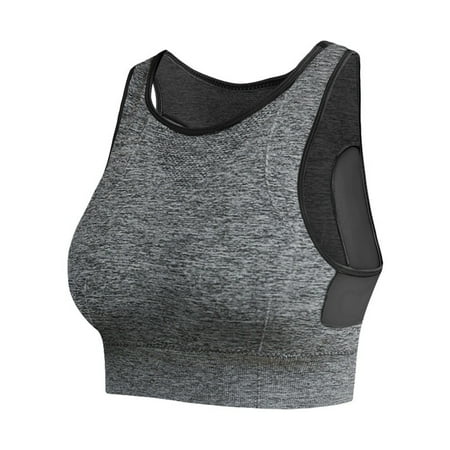 

Promotion Clearance!Women s Wirefree Breathable Mesh Patchwork Beauty Back Bra Shockproof Padded Quick-Drying Solid Seamless Fitness Gray XXL
